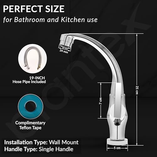 Image of Plantex Pure Brass Wash Basin Tap /Sink Mixer Tap Hot and Cold /Pillar Spout for Wash Basin /Kitchen Mixer Tap-7 Year Warranty (Chrome)