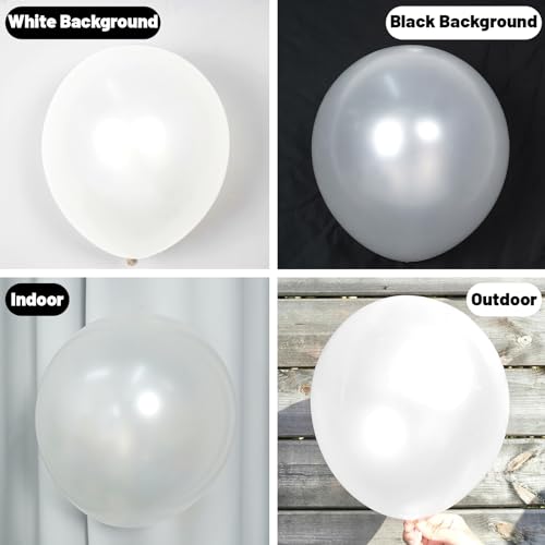 Image of Pearl White Balloons 12 Inch, 60 PCS Clear Latex for Arch, Helium Balloons for Women Birthday Wedding Baby Shower Anniversary Party Decorations