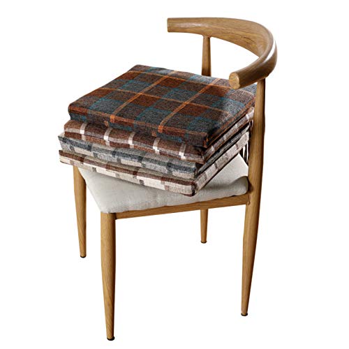 Square Seat Cushion,With Ties Not-Slip Office Chair Pad,Breathable Memory Foam Four Seasons Cotton Linen Chair Cushion-Brown 45X45Cm(18X18Inch) #TOP2