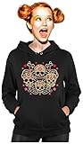 Rose Eye Sugar Skulls Sweatshirt Day of The Dead Gothic Women's Hoodie X-Large Black
