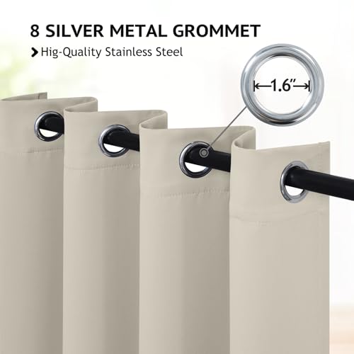 Image of COSVIYA Grommet Room Darkening Stone Curtains 63 inch Length for Bedroom | Light Blocking Insulated Thermal Curtains for Living Room, Blackout Thick Polyester Window Drapes,52x63 inches, 2 Panels