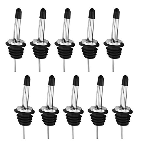 Sensheng Pourers de Vino de Acero Inoxidable de 10 Paquetes con Tapones Antipolvo de Goma para Licor de Vino Aceite de Oliva Jarabe de café Botellas de vinagre