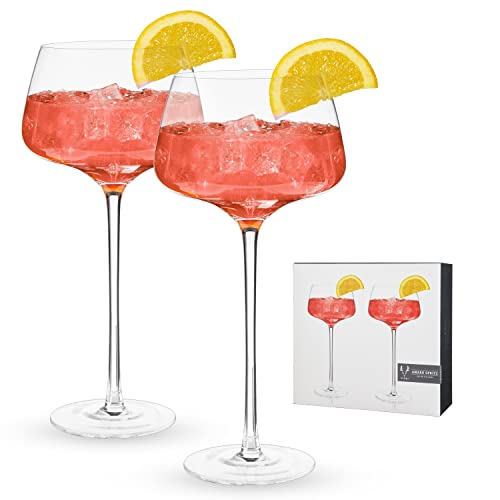 Viski Angled Stemmed Cocktail Glasses, Perfect For Amero Spritz, Aperol Spritz, Americano, And Tonic, Premium Crystal Drinking Glasses, Long Stem Cocktail Glass, Set Of 2, 16Oz #TOP18