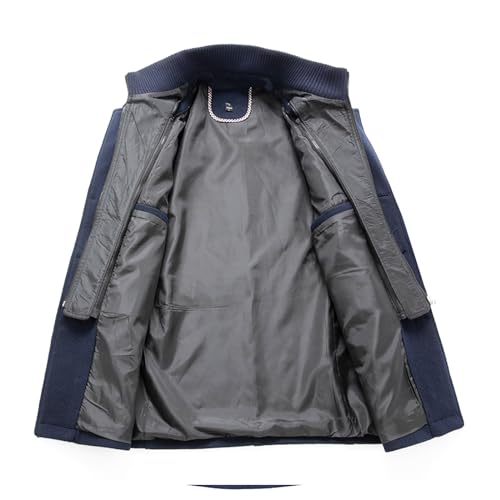 Image of INVACHI Men's Wool Blend Coat Warm Winter Trench Coat with Detachable Soft Scarf Single Breasted Pea Coat