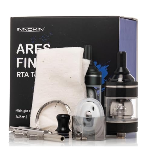 For Innokin Ares Finale RTA Atomiseur Reconstructible 4,5ml Ø24,5mm (Noir) Simple Coil | Airflow...