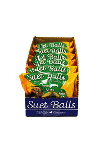 Wildlife Sciences Suet Balls 24 Pack 6 Individually Wrapped Packs of 4 Bird Suet Balls (Insect and Nuts)