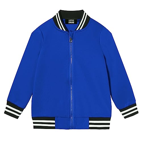 Image of LittleSpring Boys Girls Varsity Baseball Jacket Zip Up Bomber Jacket Thin 2-10Years