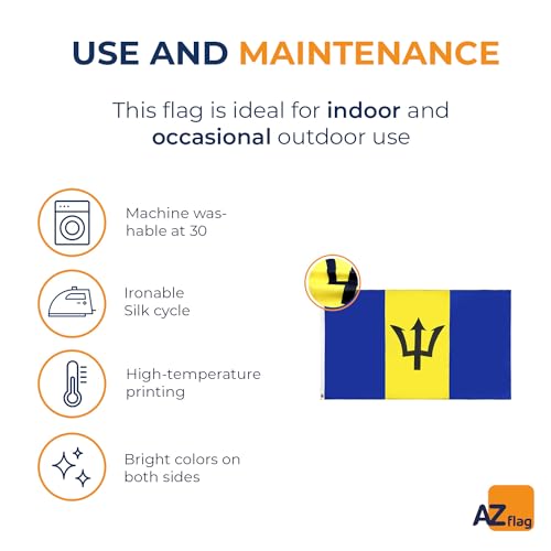 Image of AZ FLAG - Barbados Flag - 3x5 Ft - 100D Polyester Barbadian Banner with Two Metal Grommets - Fade Resistant - Vivid Colors - 3' x 5' Feet - 150x90 Cm