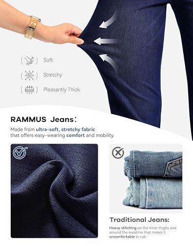 Image of Rammus Straight Leg Jeans for Women | Stretchy, Pull on, Sweatpant Jean, High Waisted, Denim Pants, Trendy, Jeggings, Bootcut, Comfortable