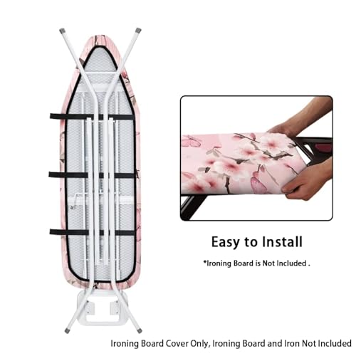 Image of Beauty Cherry Blossom Printed Ironing Board Cover, 15x54 Ironing Board Cover, Resist Scorching and Staining, Elastic Edges,Fashion Home Decor