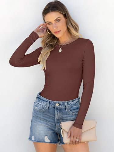 Image of ANRABESS Women Long Sleeve Shirts Rib Knit Slim Fit Tops Basic Tee Spring Outfits Casual T-Shirt Underscrubs Layer Clothes