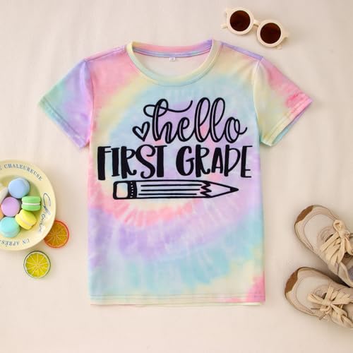 Image of MODNTOGA Kid Girl Boy First Day of School Shirt Back to School T-Shirt Hello Kindergarten 1st 2nd 3rd Grade Graphic Tee Tops