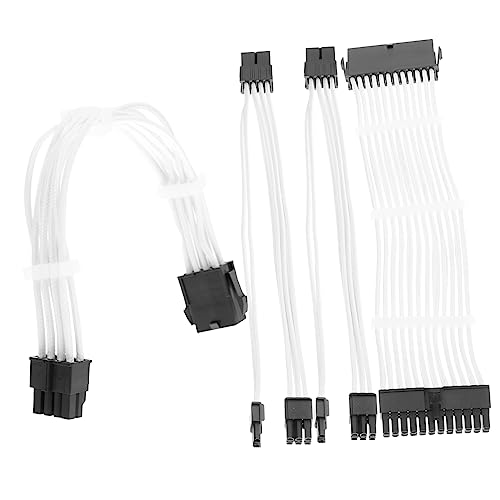 Cables de extensión de 24 y 8 pines OSALADI para gestión de cableado de PC blanco de 20cm