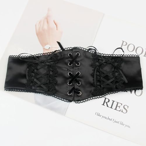 Versatile Belt Corset Belt with Lace Flower Decoration Waist with Back Tie Waist Decoration to Match Skirt and Shirt4