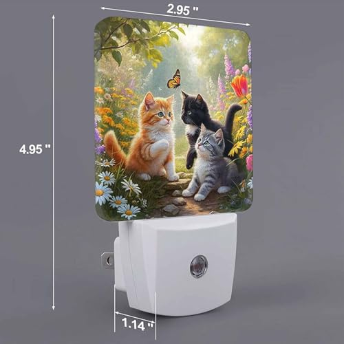 Image of LED Night Light,Three Cute cat LED Night Light Plug into Wall with Dusk to Dawn Light Sensor White Energy Efficient Nightlight for Bedroom Hallway Living Room Kitchen