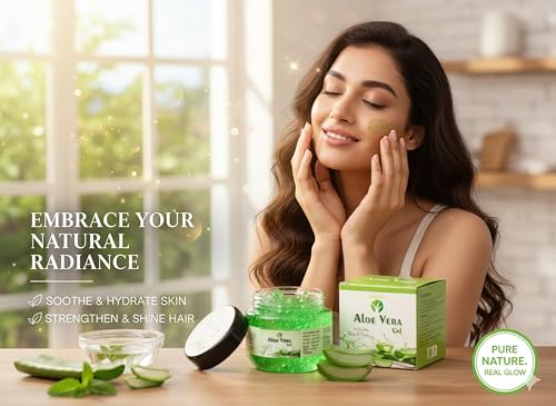 Image of VPGRASSY Natural Aloe Vera Gel - 100gm | Soothing & Hydrating Gel for Face, Hair & Skin | Pure Herbal Moisturizer for Men & Women | Paraben-Free