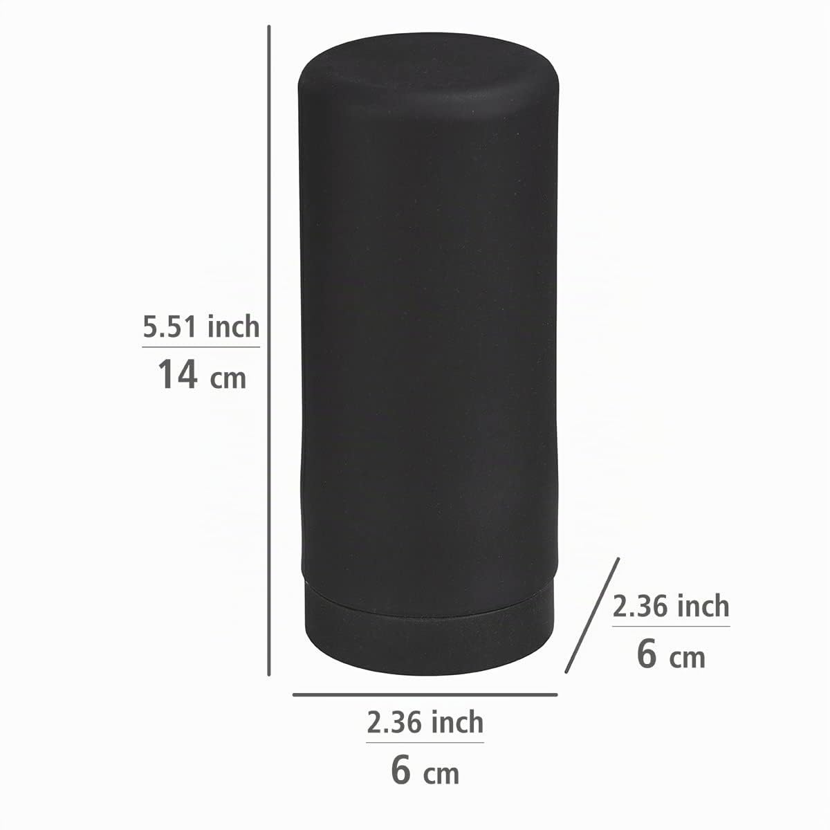 WENKO Dispensador de detergente Easy Squeez-e, dosificador de calidad para lavavajillas, fácil de dosificar, jabonera de silicona a prueba de fugas, capacidad 250 ml, Ø 6 x 14 cm, negro