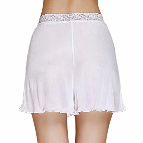 Zylioo Mulberry Silk Knit Pettipants Ultra Thin Stretch Seamless Undershorts Leggings Underwear Safety Pants White US M