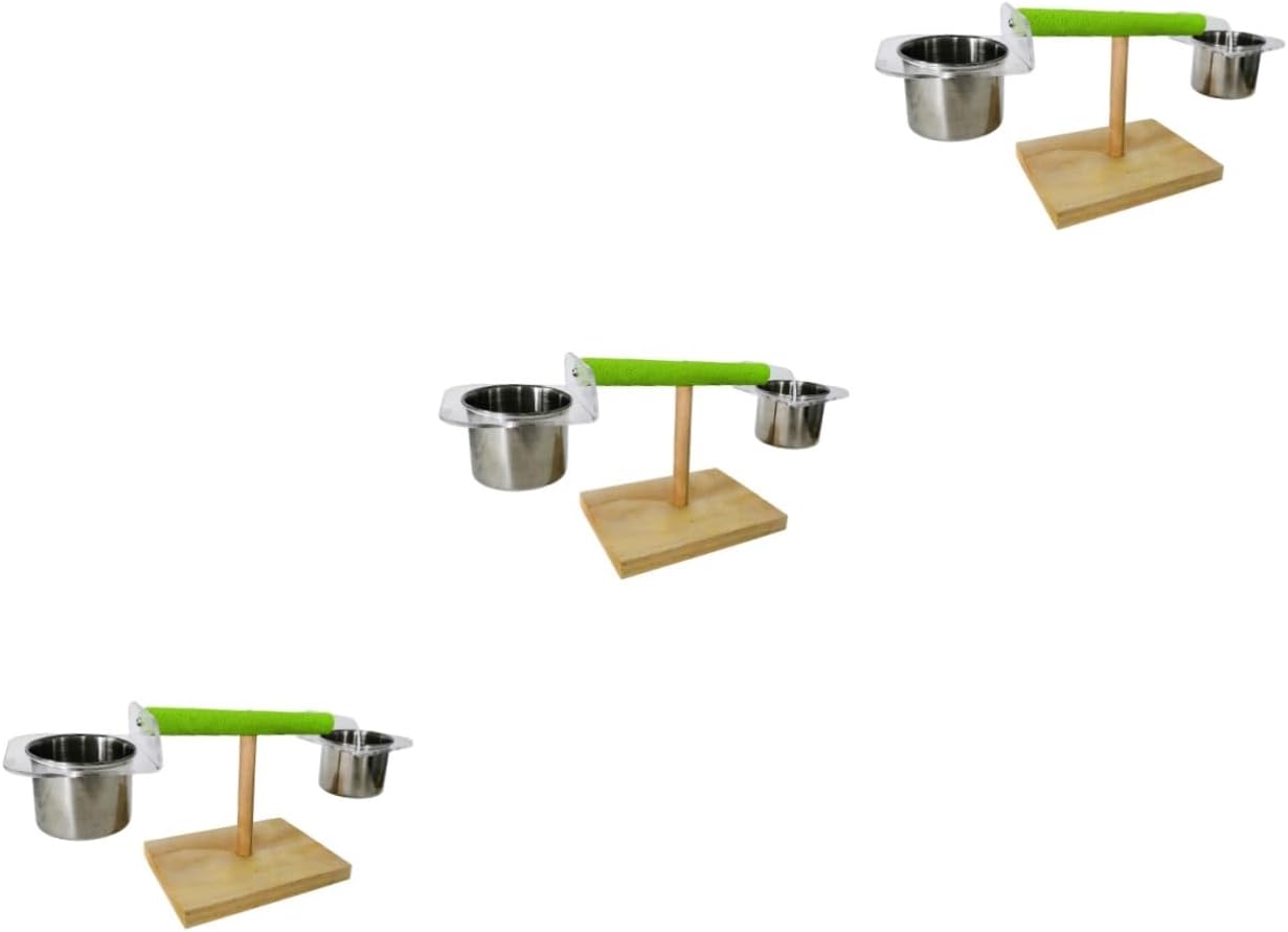 NOLITOY 3pcs Bird Parrot Stand Activity Rack Pet Training Climbing Toy Food Bowl Holder Safe Material for Cockatiels Parakeets Birds Easy Installation Fun Exercise