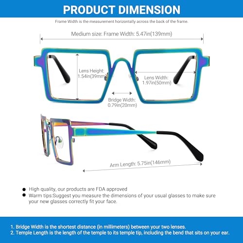 Image of VOOGLAM Stylish Rectangle Blue Light Blocking Glasses for Women Anti UV Eyestrain Eyewear Cairbre