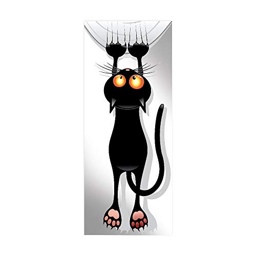 Yelilad Türtapete Selbstklebend TürPoster Türaufkleber 3D Wohnzimmer Schlafzimmer Badezimmer Wasserdicht Abnehmbare Professionelle Vinyl Upgrade, Tier Lustige Nette Schwarze Katze 77x200 cm Cover