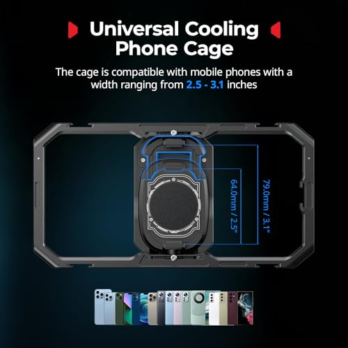 SMALLRIG Universal-Hyper-Chill-Kühlbox für iPhone/Android, mit 15-W-Aktivkühler, 2-in-1-USB-C-Adapter und Powerbank-Halterung, kompatibel mit 2,5-3,1-Zoll-Smartphones – 5275