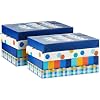 Hallmark Designed Shirt Boxes with Lids (8 Boxes: 2 Each of Orange and Blue Stripes, Plaid, Dots, Happy Birthday) for Birthdays, Father's Day, Graduations