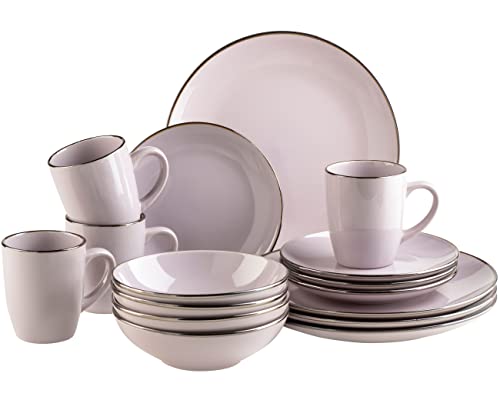 MÄSER Metallic Rim, Modernes Geschirr Set für 4 Personen mit...