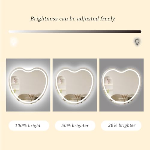 Miroir de salle de bain avec LED en forme de cœur réglable tactile - 7