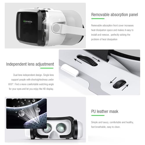 Bluetooth VR Headset 3D Virtual Reality Glasses for Mobile Phones with 4.7-6.7" Screen, Compatible with iPhone and Samsung Android Cellphone Etc. VR Headset for Movies & Video Games IMAX - Image 4