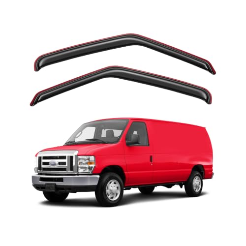 Image of in-Channel Window Visors for 2007-2014 Ford E-150 E-250 E-350 E-450 Super Duty, Rain Guards Shields Vent Deflector Shade Dark Smoke for E150 E250 E350 E450, 2PCS