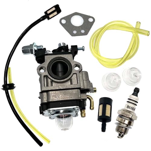 AM Vergaser mit Zündkerze Benzinfilter Schlauch Satz für Florabest FBS 43 A1, FBK 4 B2 4in1, Parkside PBK 4 A1, PBS 2 A1 Motorsense