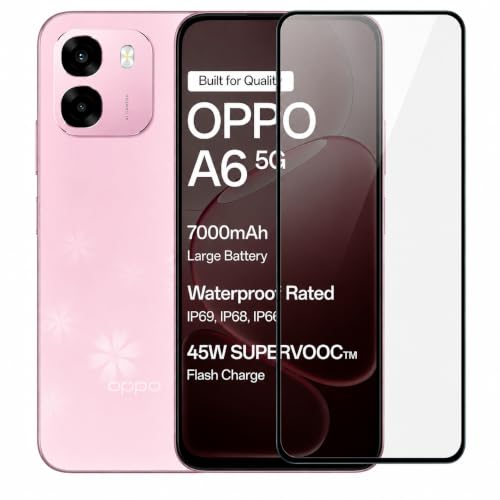 Image of Military-Grade Tempered Glass Screen Protector Compatible for Oppo A6 5G with Edge to Edge Coverage and Easy Self Installation kit (Oppo A6 5G)