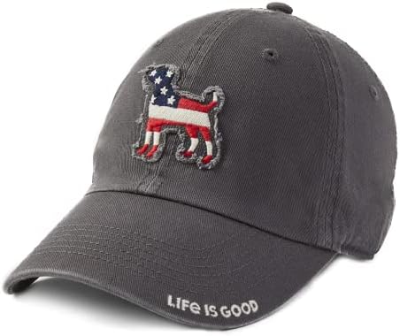 Life is Good Standard Chill Cap Baseball Hat, Americana Dog Slate Gray, One Size