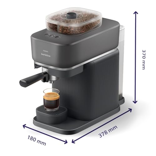 Philips Machine à expresso Baristina Variety - Bac à grains Double compartiment, Broyeur intégré, 16 bars, Nettoyage facile, Expresso et Lungo, noir/porte-filtre noir (BAR320/60)