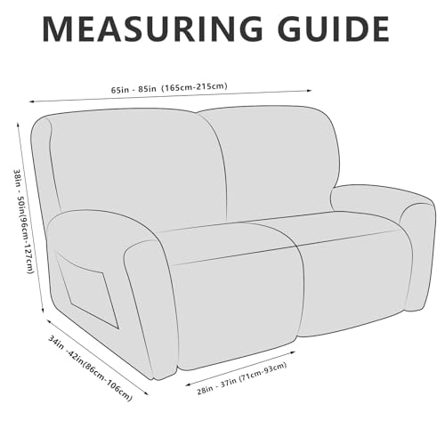 Image of molasofa Loveseat Recliner Slipcover Large Size Oversized - 6 Pieces Stretch Leather Like Recliner Sofa Cover for 2 Seat Dual Reclining Loveseat Couch Furniture Protector (Dark Grey)