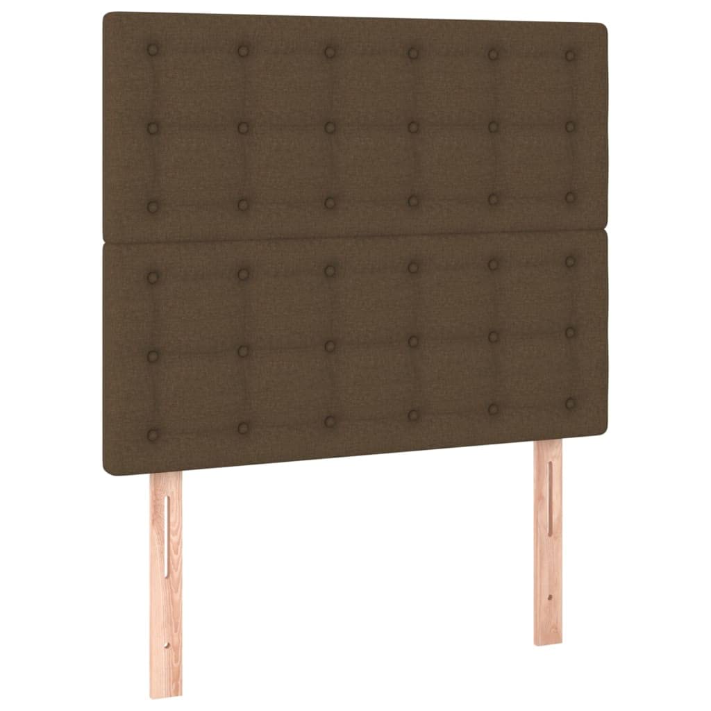 Łóżko kontynentalne z materacem ciemnobrązowym, 80 x 200 cm, materiałowe, tapicerowane łóżko z zagłówkiem o regulowanej wysokości, materac ze sprężynami kieszeniowymi, rama łóżka z drewna
