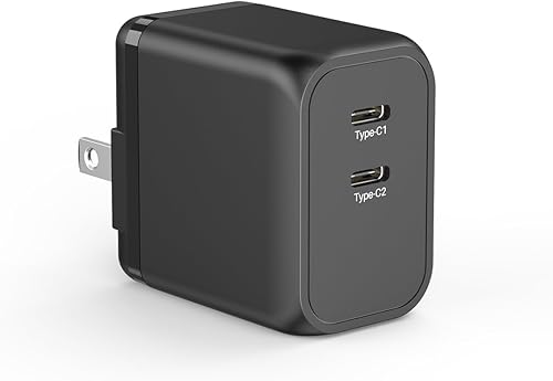 Cargador USB C de 45 W, cargador K&ZZ Dual USB-C GaN plegable PD súper rápido, cargador de pared compacto tipo C para iPhone 1515Pro, Galaxy S23