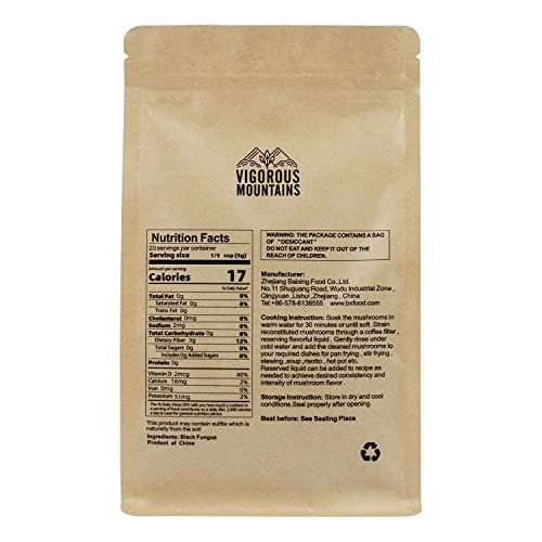 Vigorous Mountains Dried Black Fungus Woodear Mushrooms 3.53 Ounce And Porcini Mushrooms 1 Ounce #TOP2