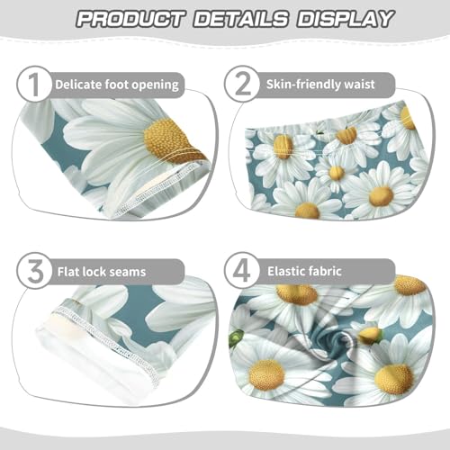 Girls Leggings Daisy Flowers Blue Soft Toddler Leggings for Girls Kids Pants Size 4T-10T3