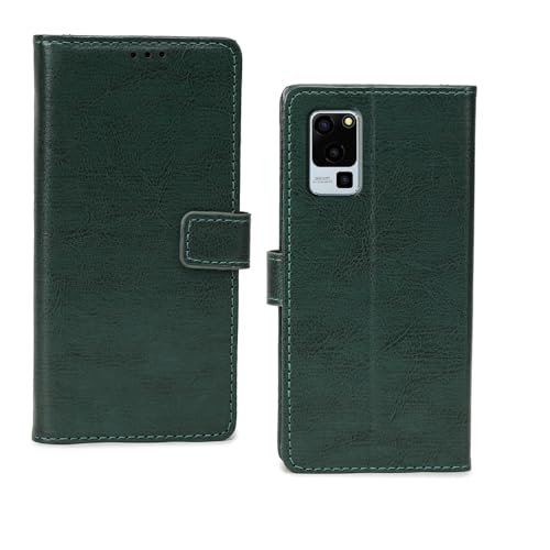 Image of amazon basics Lava Blaze 5G Flip Cover | Card Pockets Wallet & Stand | Flip Cover for Lava Blaze 5G (Green)