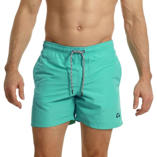 RIPT Herren Essentials Badeshorts schnell trocknend UV 50 Sonnenschutz Badehose, Türkis, L