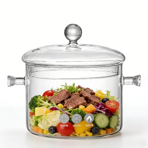 Clear Glass Potpourri Simmer Pot and Cookware for Cooking Stews Hot Beverages Noodles Milk Baby Food...