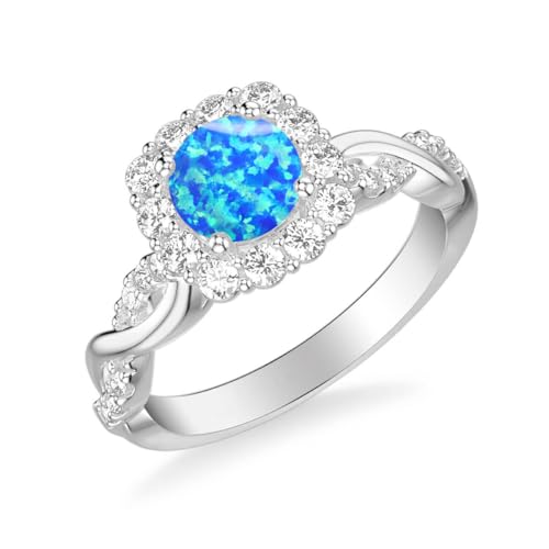 Twisted Infinity Opal Rings 1CT Opal Engagement Rings for Women with Moissanite 925 Sterling Silver 10K 14K 18K Gold October Birthstone Rings3