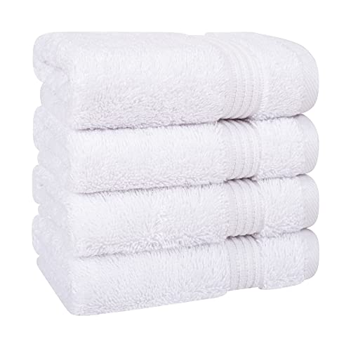 Cotton Paradise Washcloths for Bathroom, 13 x 13 Inch 100% Turkish Cotton Towels Soft Absorbent Luxury Washcloths, Small Hand Face Towels, White Washcloths