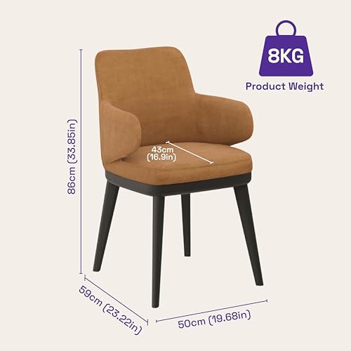Image of Wakefit Arvia Dining Chair with Arm - Napoli Tan