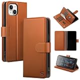 Shieldtop for iPhone 15 Wallet Case with Card Holder,Light Brown