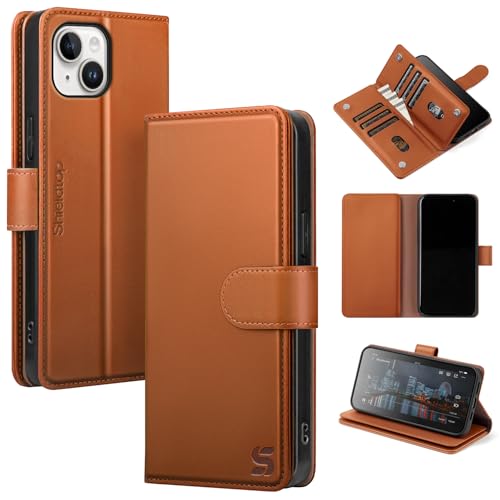 Shieldtop Compatible with iPhone 13 Wallet Case with Card Holder,Women Men RFID Blocking PU Leather Folio Flip TPU Protective Cover Credit Card Slots,Phone Case for iPhone 13 6.1",Light Brown by Shieldtop - Used condition - US$8.67