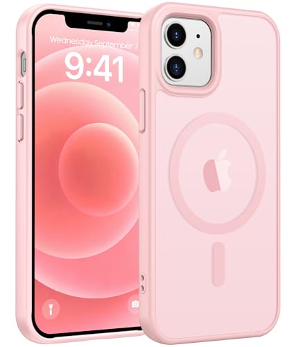 Image of FNTCASE for iPhone 13 Mini Case: for iPhone 12 Mini Case [Compatible with Magsafe] Translucent Matte Magnetic Phone Cover - Military Grade Drop Protection Shockproof Protective Cases - Light Pink