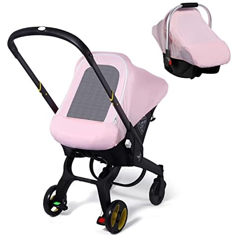 Car Seat Covers for Babies, Original Baby Car Seat Cover for Girls Boys, Stretchy Infant Carseat Canopy with Adjustable Breathable Mesh Window & Pocket, Kick-Proof Stroller Cover for Autumn Spring Cover